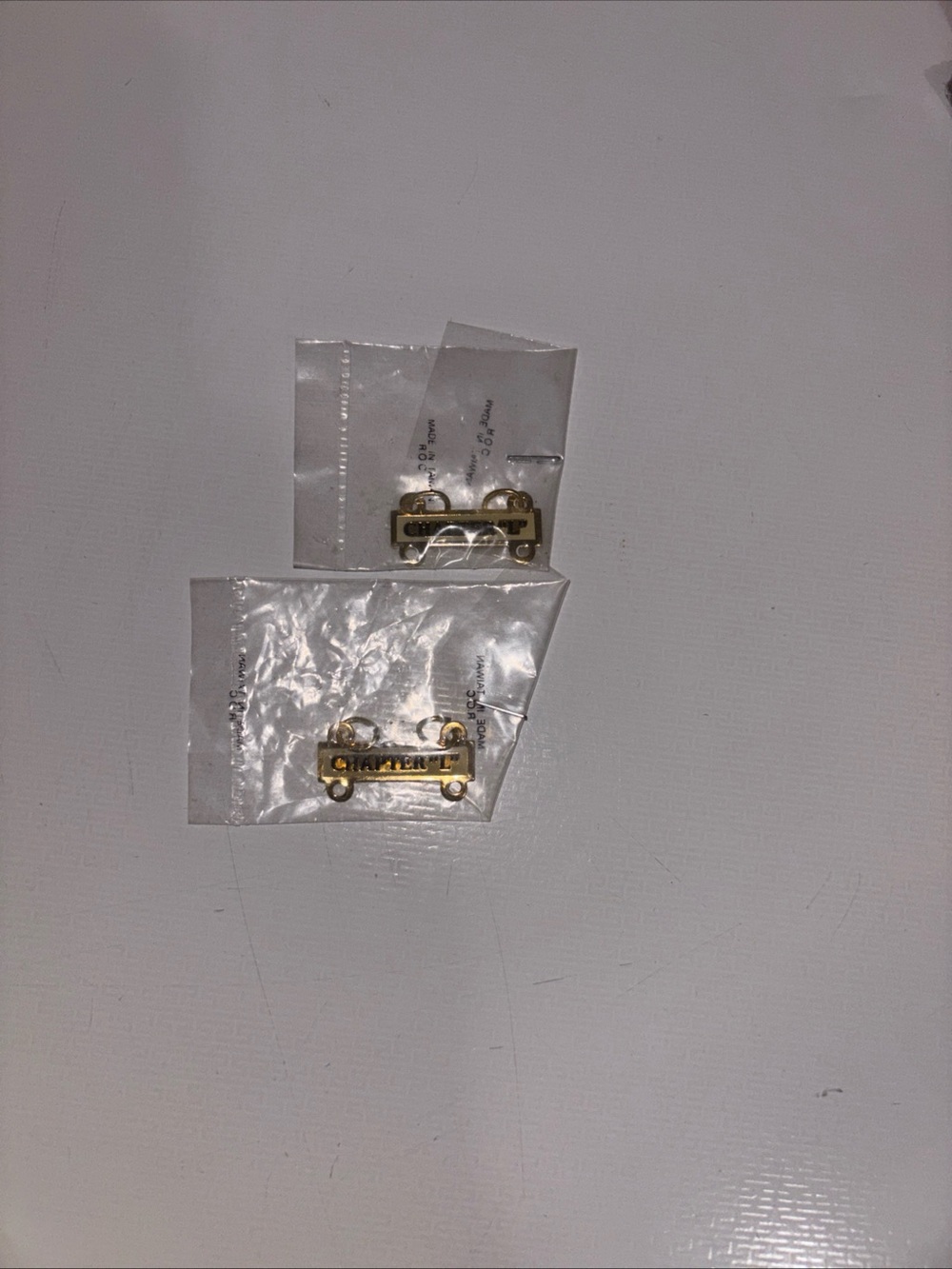 VTG GWRRA Motorcycle Chapter L Gold Tone Hanging Bar Vest Pin NOS New Pack of 2
